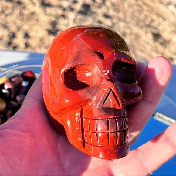 Red Jasper Skull, Sunstone Double Points, Mookite Tumbles, Shungite Tumble - Picture 10 of 17
